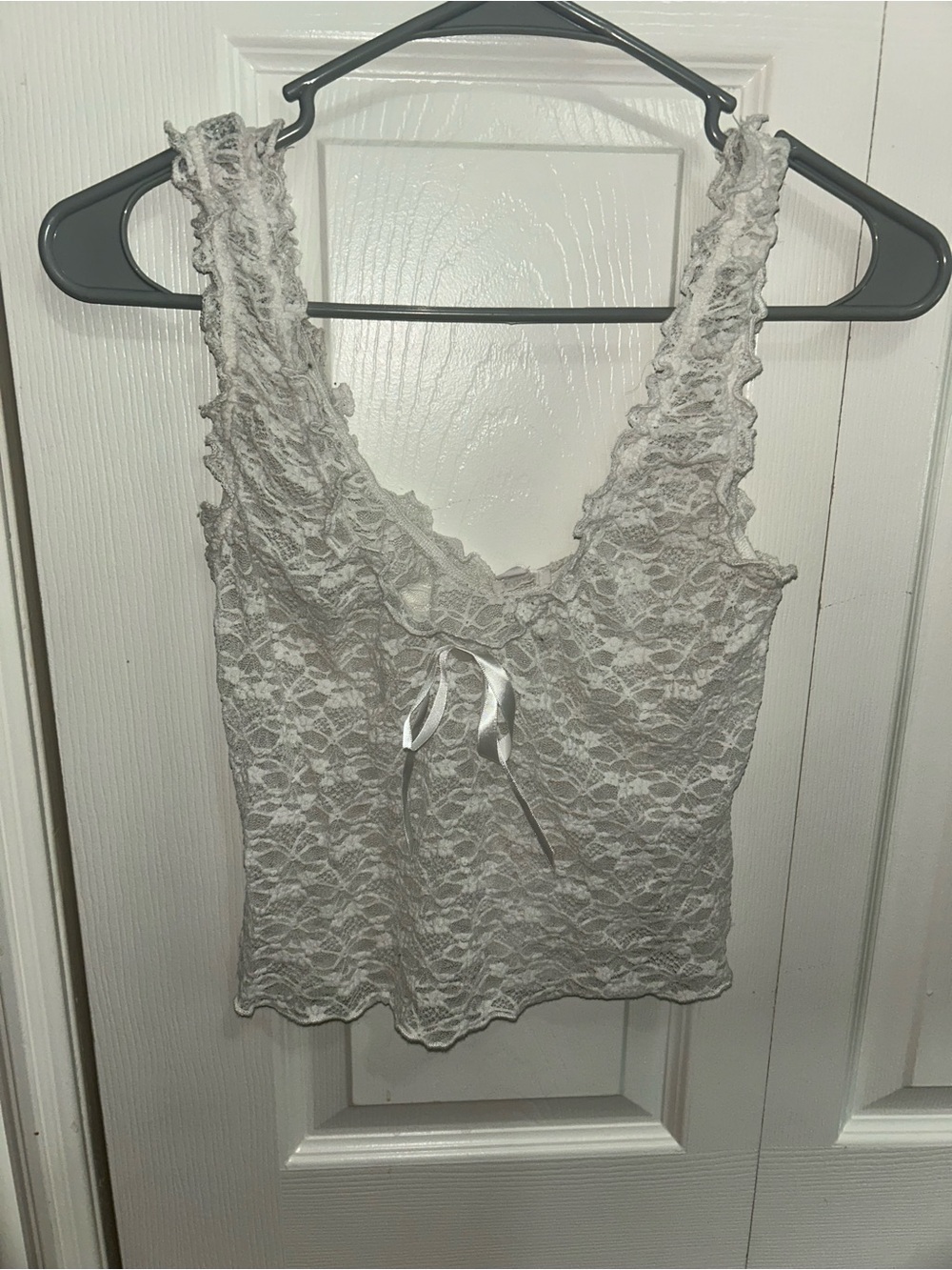 Garage White Lace Camisole with Ribbon Trim